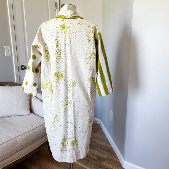 ELIZABETH SUZANN CLYDE JACKET TRENCH HANDPAINTED UPCYCLED COTTON CANVAS XXS/XS - Picture 2 of 14